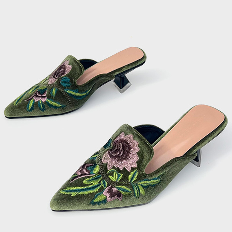 Embroidery Design Free - Sepatu Wanita Bordir Beludru, Sandal Wanita