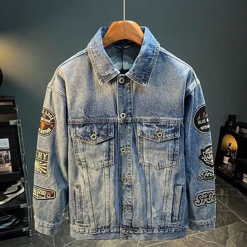 Embroidery Patches - Jaket Denim Bordir High Street Pria,