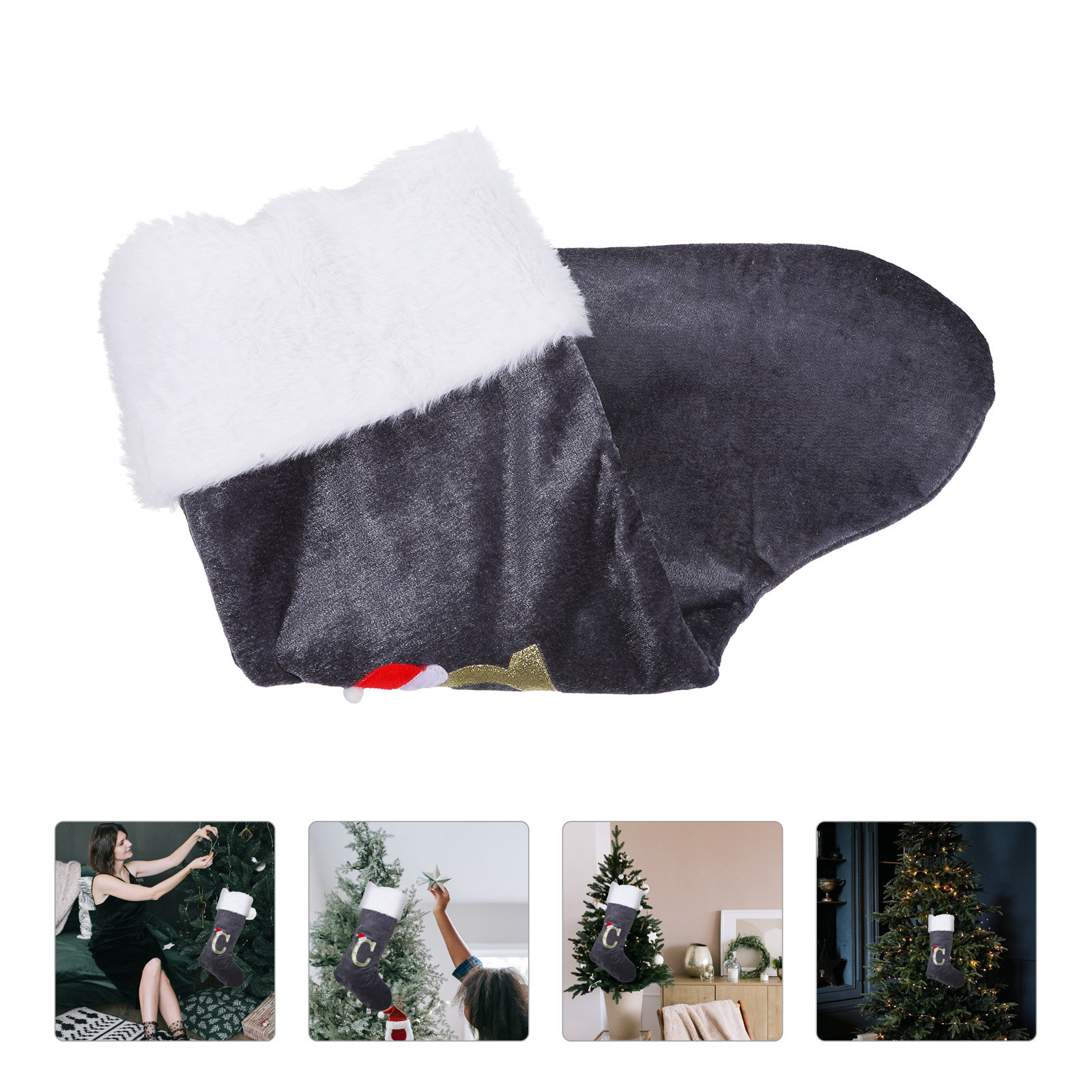 Embroidery Xmas Stocking - Kaus Kaki Natal Bordir Kartun, Kantong