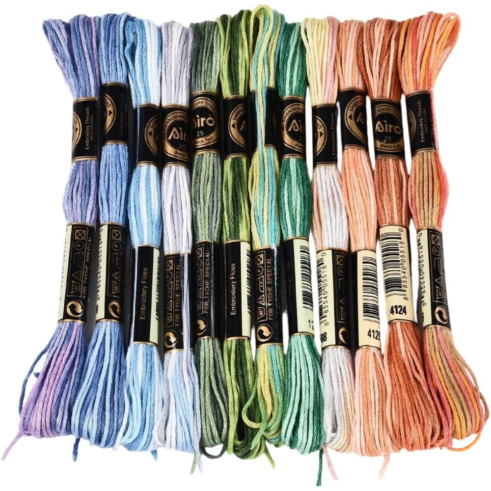 Embroidery Stitches - 12 Gulungan Benang Sulam 105 Yard,