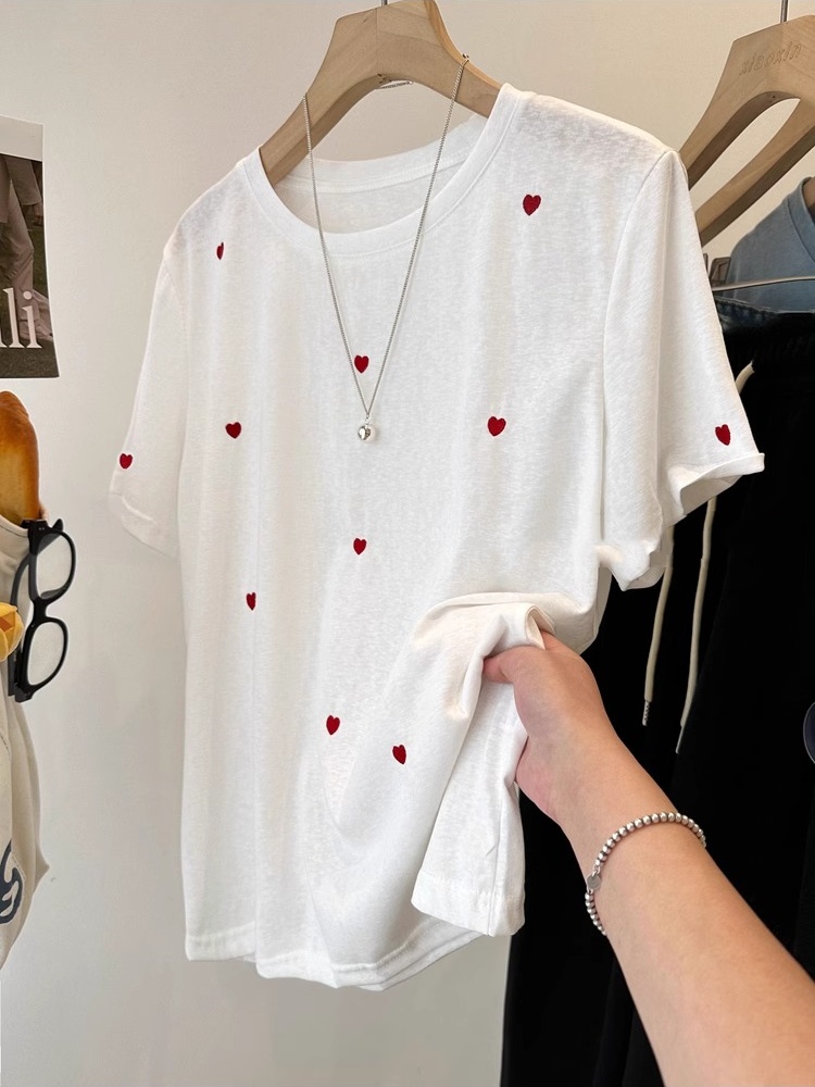 Embroidery Cotton Shirt - Kaos Wanita Lengan Pendek Bordir Motif