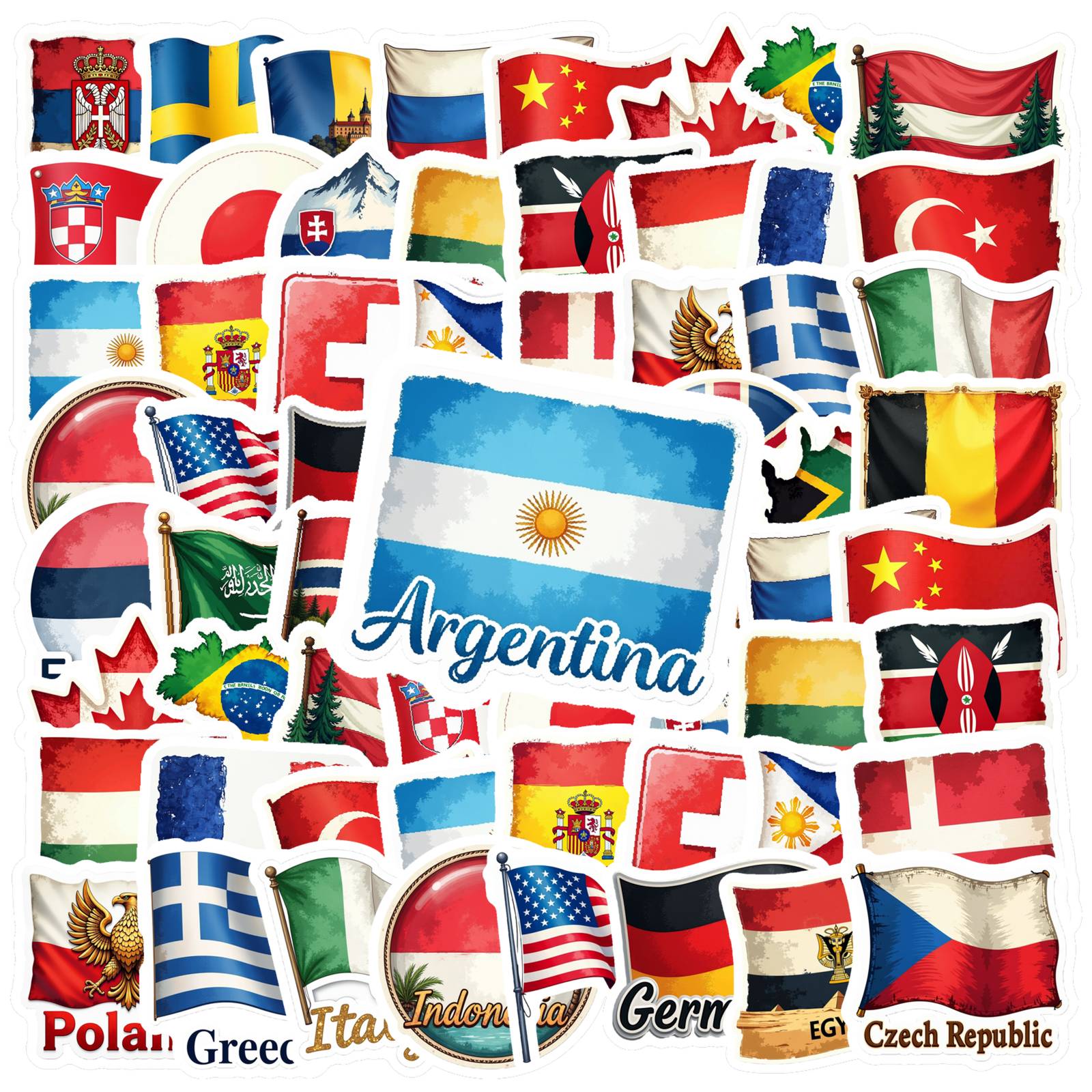 Embroidery World - 35 Buah Stiker Bendera Negara Paket