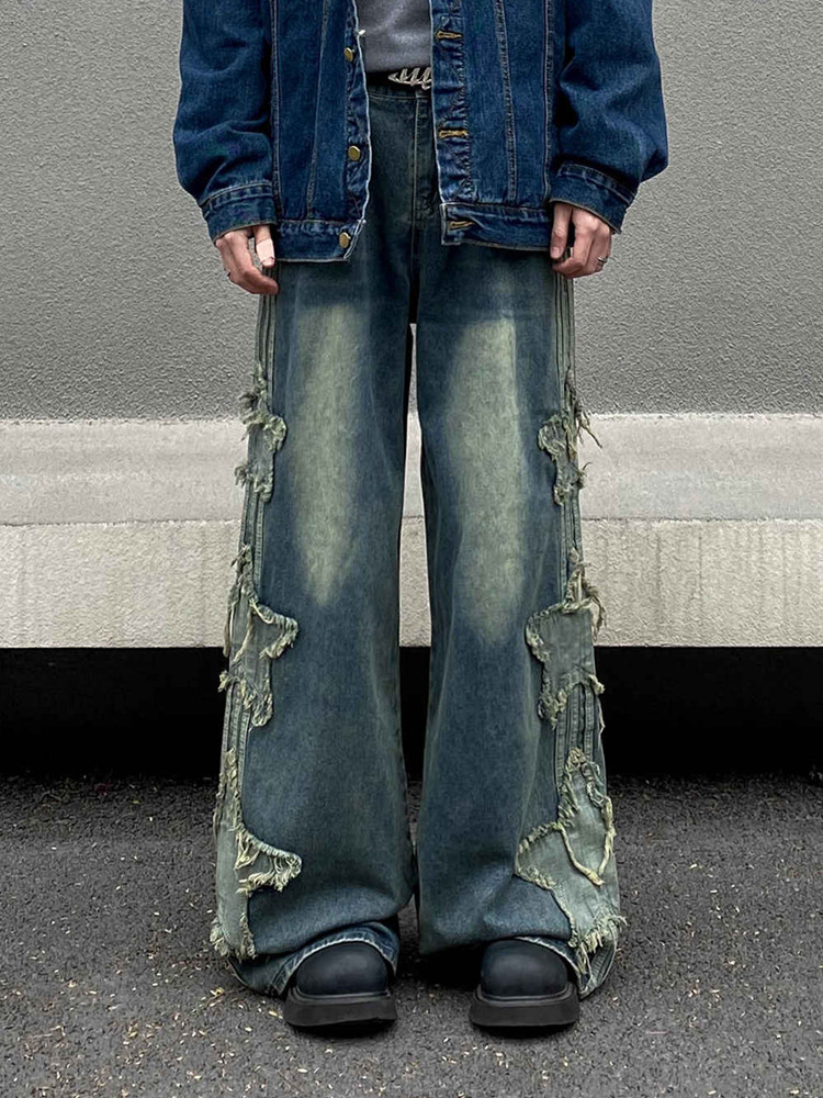 Embroidery On Jeans - Celana Jeans Baggy Stacked Bordir Patch