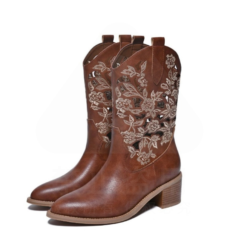 Embroidery Design Free - Sepatu Wanita Retro Sepatu Bot Koboi