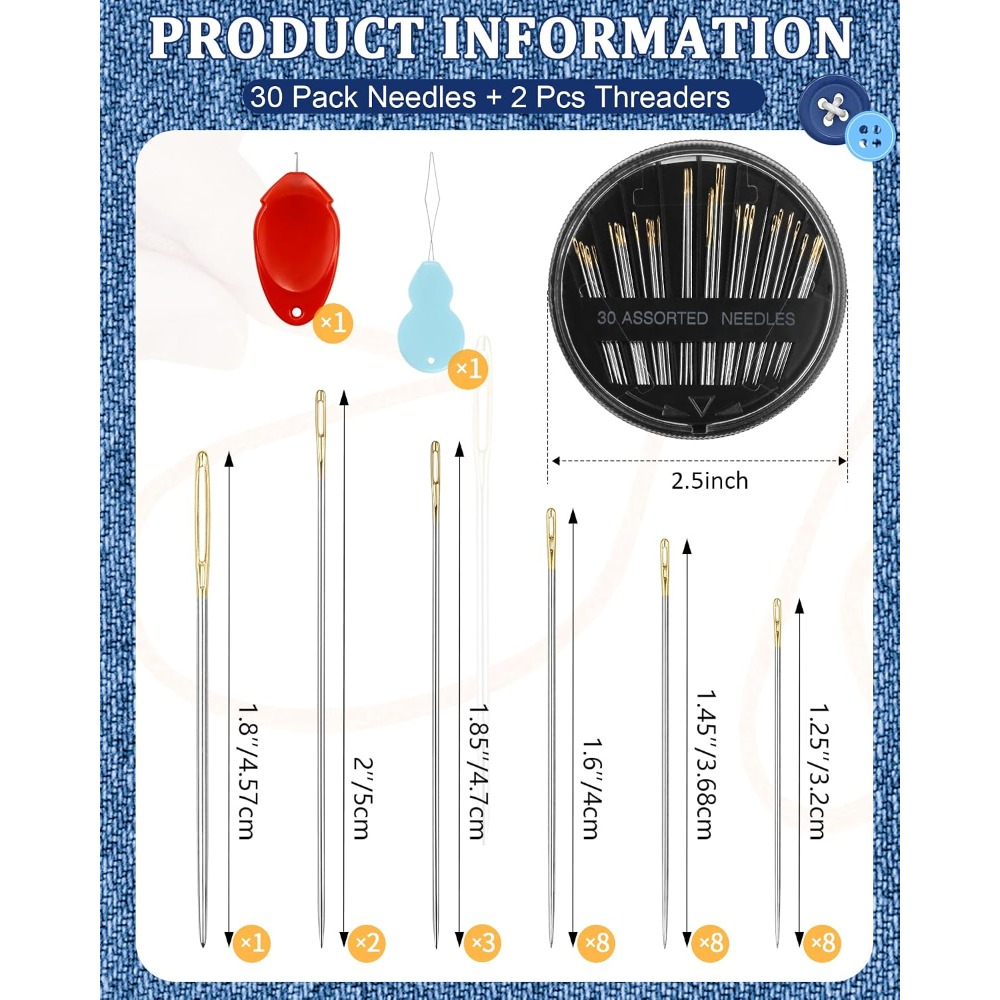 Embroidery And Quilting - Set Jarum Jahit Tangan Baja 30