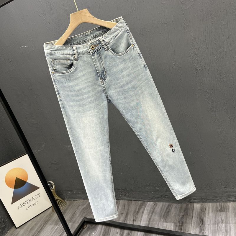 Embroidery On Jeans - Celana Jeans Denim pria, celana kurus