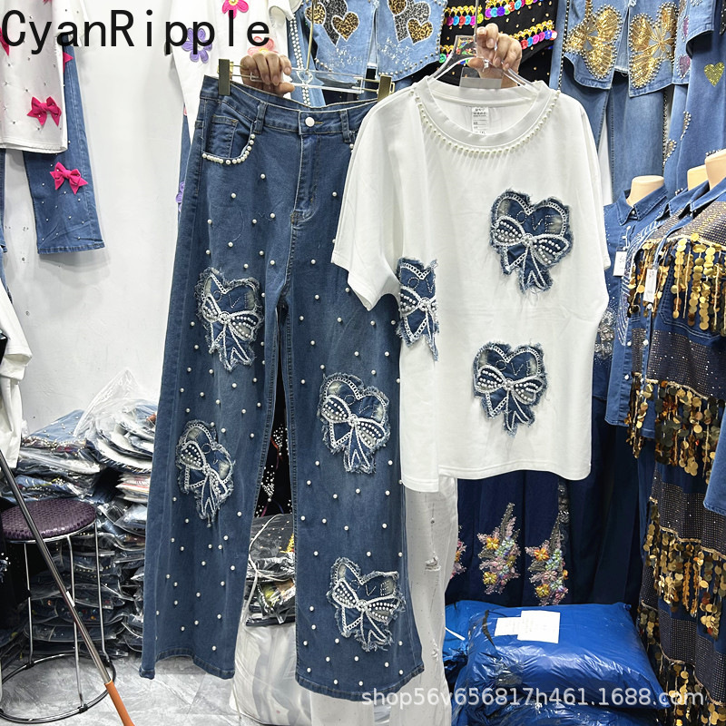Embroidery Cotton Shirt - Set Dua Potong Wanita Musim Semi