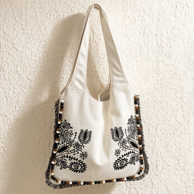 Embroidery Design Patterns Flowers - Tas Tote Kanvas Bohemian Untuk Wanita