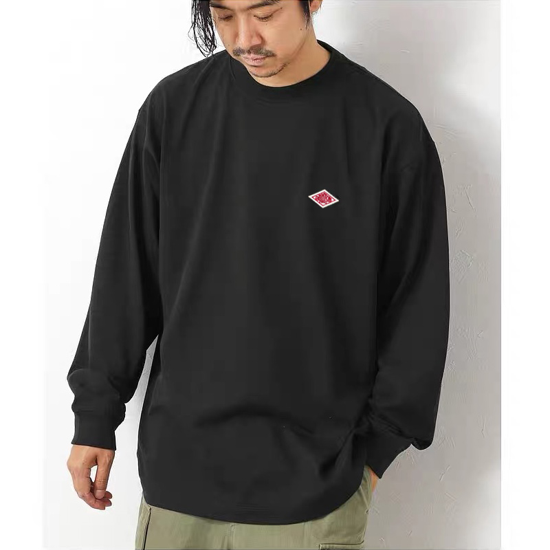 Embroidery Icon - Kaos Katun Lengan Panjang Longgar Sederhana