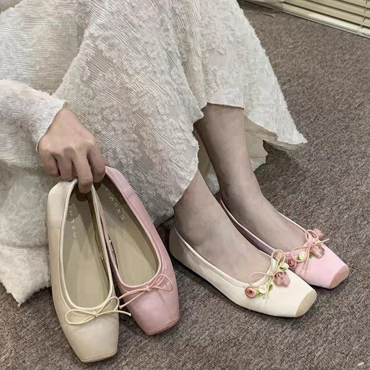 Sepatu Wanita Model Flats Bow  - Embroidery Design Free ulasan dan harga