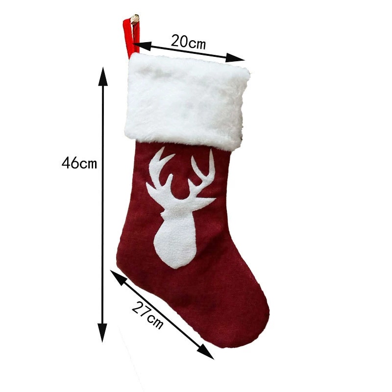 Kaus Kaki Natal Merah Motif Ru - Embroidery Xmas Stocking ulasan dan harga