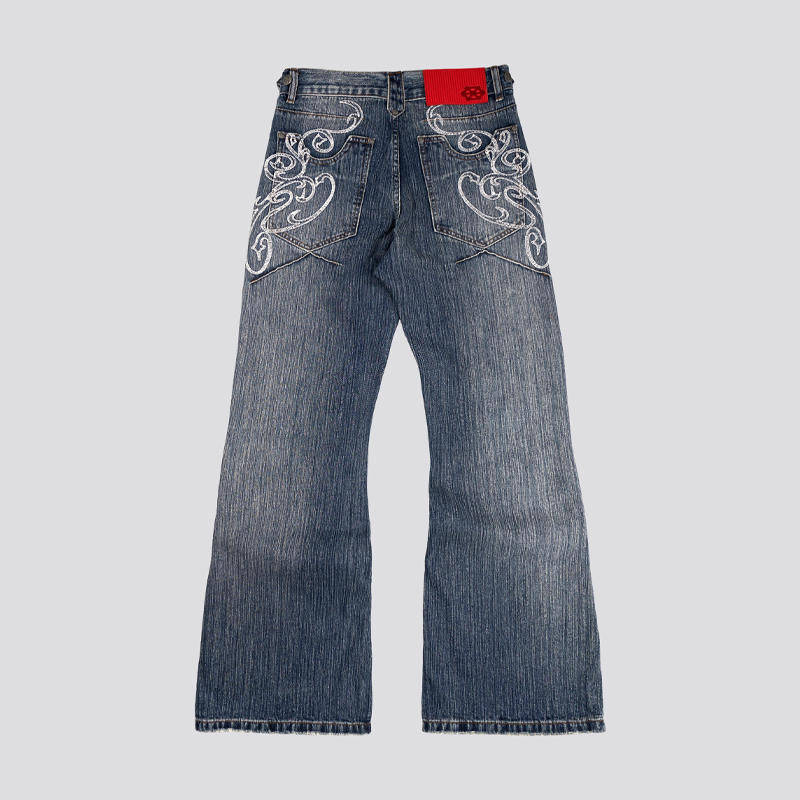 Celana Jeans Bootcut Biru Y2k  - Embroidery On Jeans ulasan dan harga