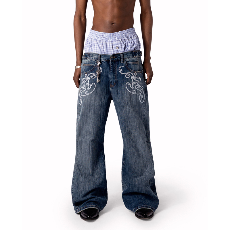 Celana Jeans Bootcut Biru Y2k  - Embroidery On Jeans ulasan dan harga