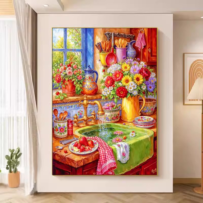 9ct 75x90cm Bordir Dapur Bunga - Embroidery Kitchen ulasan dan harga