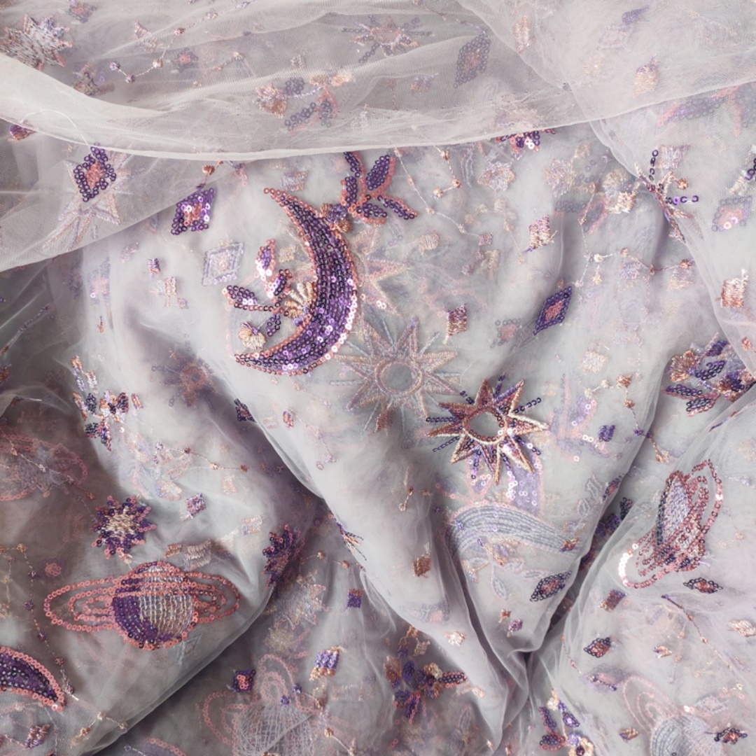 Kain renda ungu lebar 0,5 mete - Embroidery Net Dress ulasan dan harga
