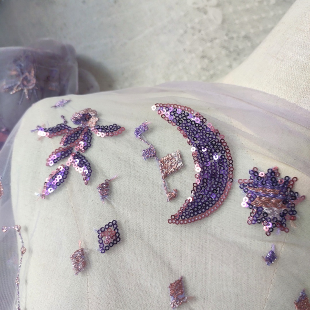 Kain renda ungu lebar 0,5 mete - Embroidery Net Dress ulasan dan harga