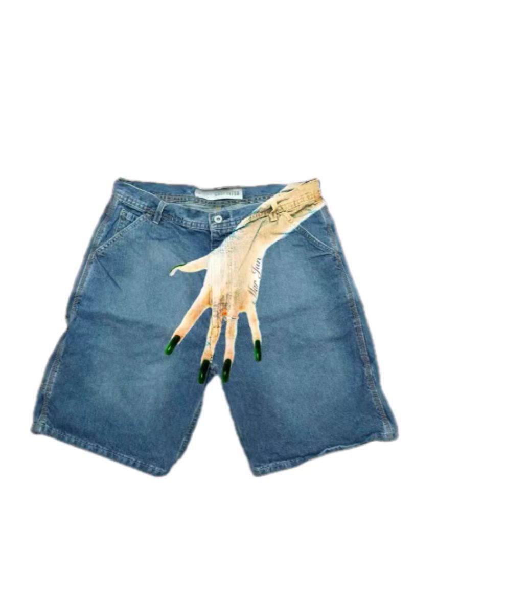 Deeptown Y2k Celana Pendek Den - Embroidery On Jeans ulasan dan harga