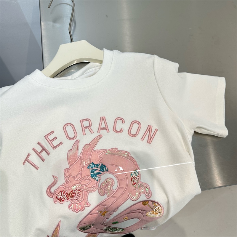 Kaos Wanita Lengan Pendek Gaya - Embroidery Cotton Shirt ulasan dan harga