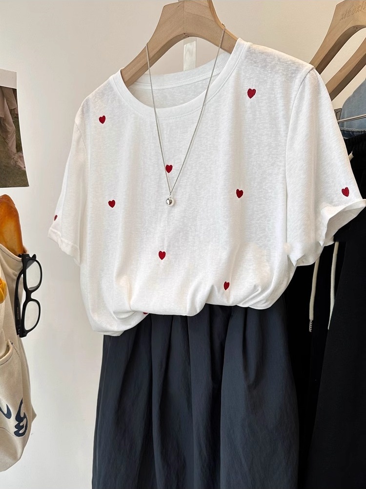 Kaos Wanita Lengan Pendek Bord - Embroidery Cotton Shirt ulasan dan harga