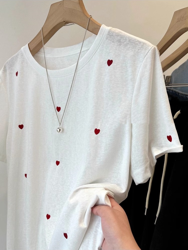 Kaos Wanita Lengan Pendek Bord - Embroidery Cotton Shirt ulasan dan harga