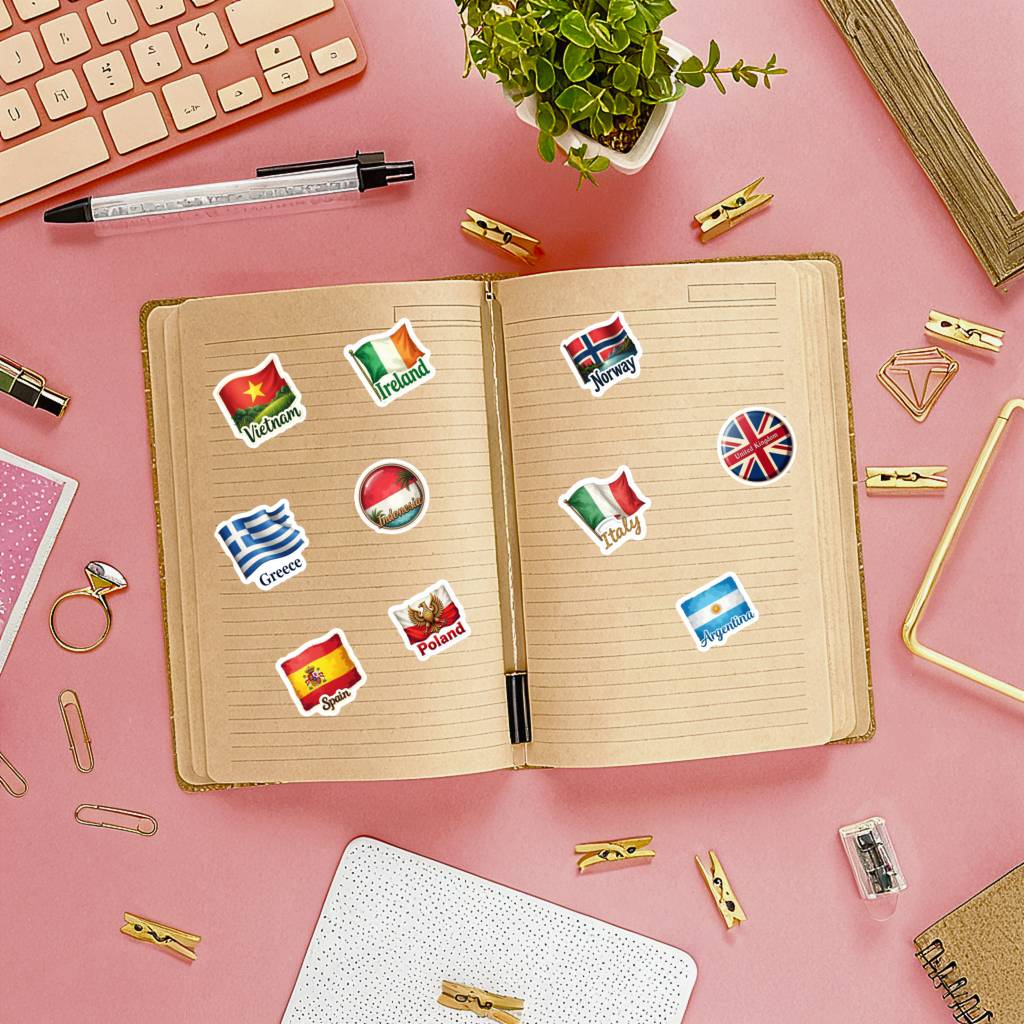 35 Buah Stiker Bendera Negara  - Embroidery World ulasan dan harga