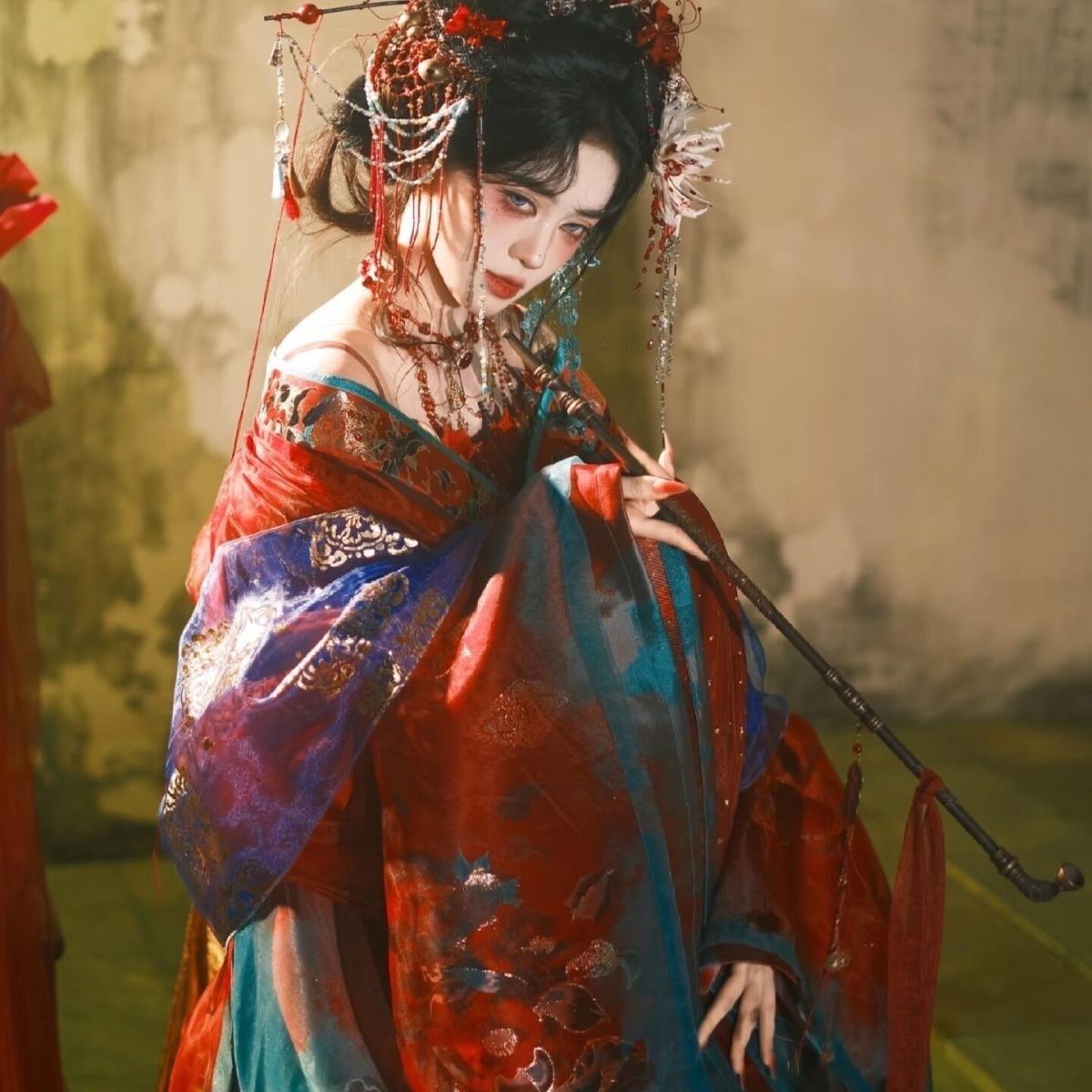 Gaun Hanfu Bordir Hitam Biru u - Embroidery Kit ulasan dan harga