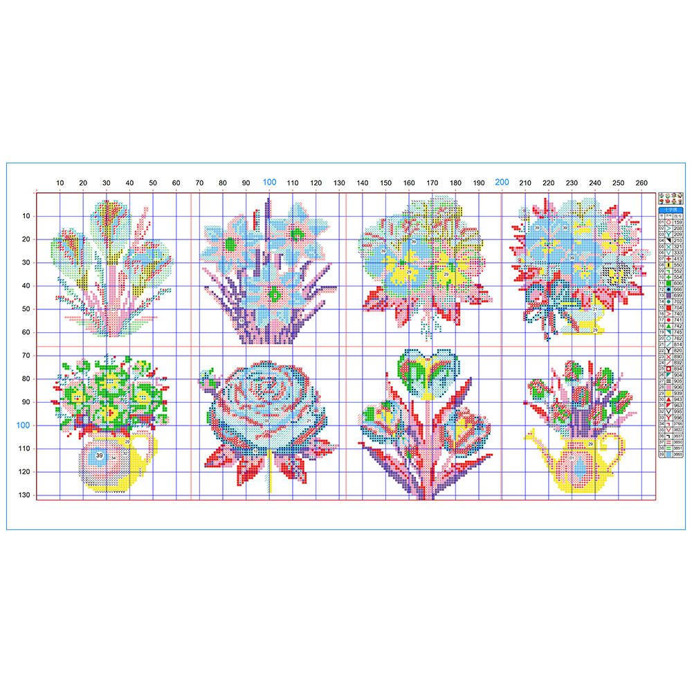 Evershine 8 Buah Pola Vas Bung - Embroidery Design Patterns Flowers ulasan dan harga