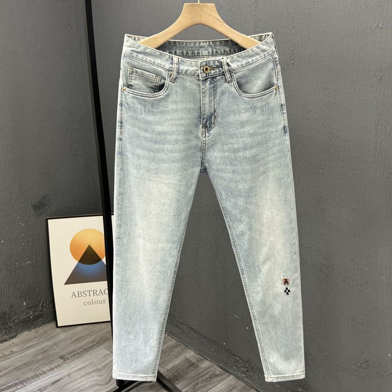 Celana Jeans Denim pria, celan - Embroidery On Jeans ulasan dan harga