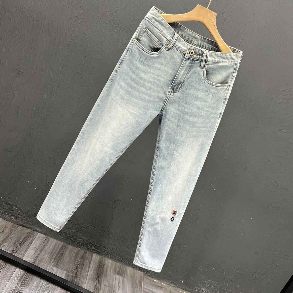 Celana Jeans Denim pria, celan - Embroidery On Jeans ulasan dan harga