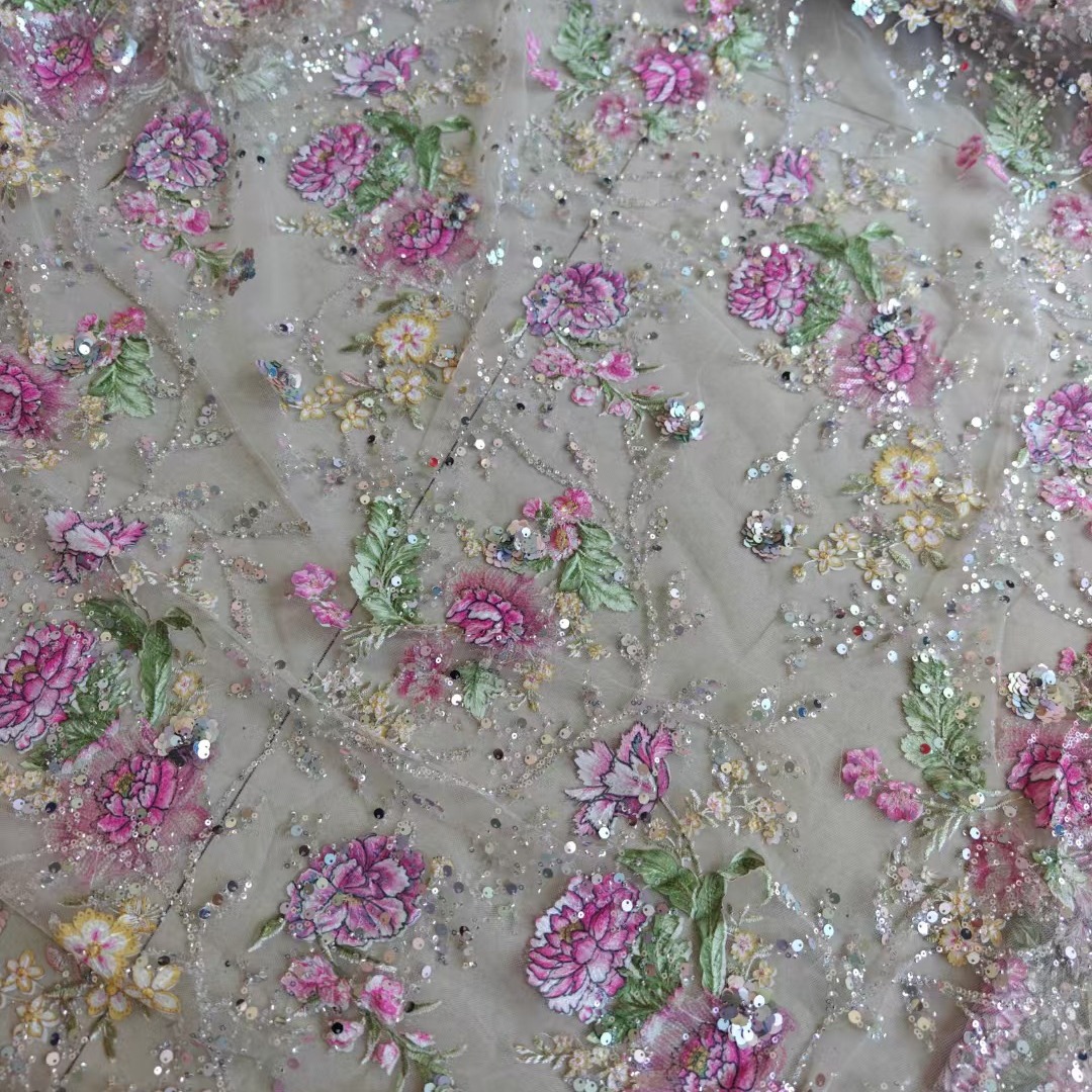 Kain Renda Manik-manik Mewah L - Embroidery Net Dress ulasan dan harga