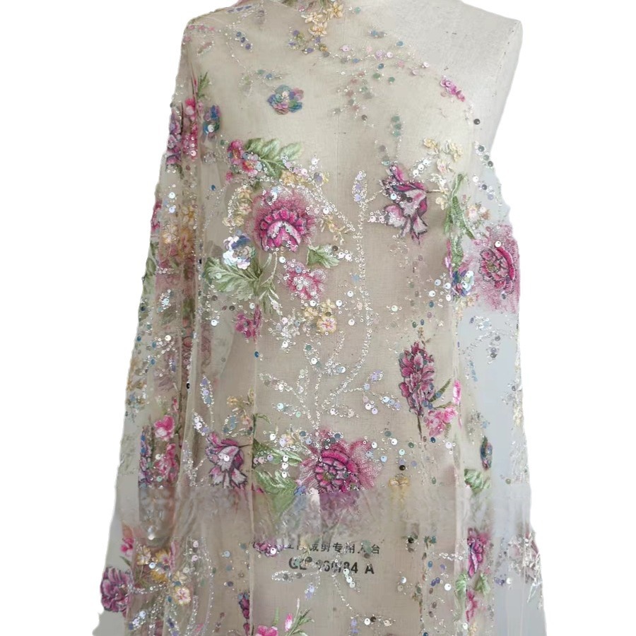 Kain Renda Manik-manik Mewah L - Embroidery Net Dress ulasan dan harga
