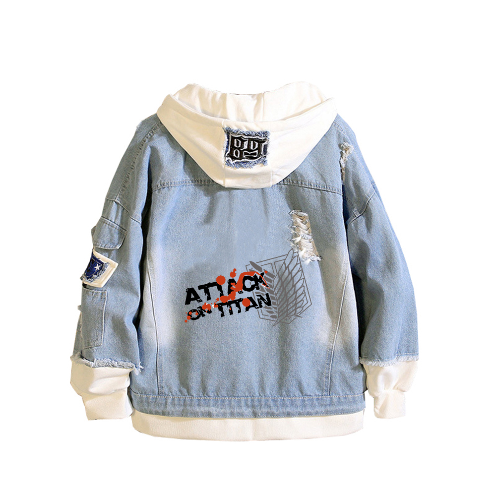 Jaket Denim Anime Attack On Ti - Embroidery On Jeans ulasan dan harga