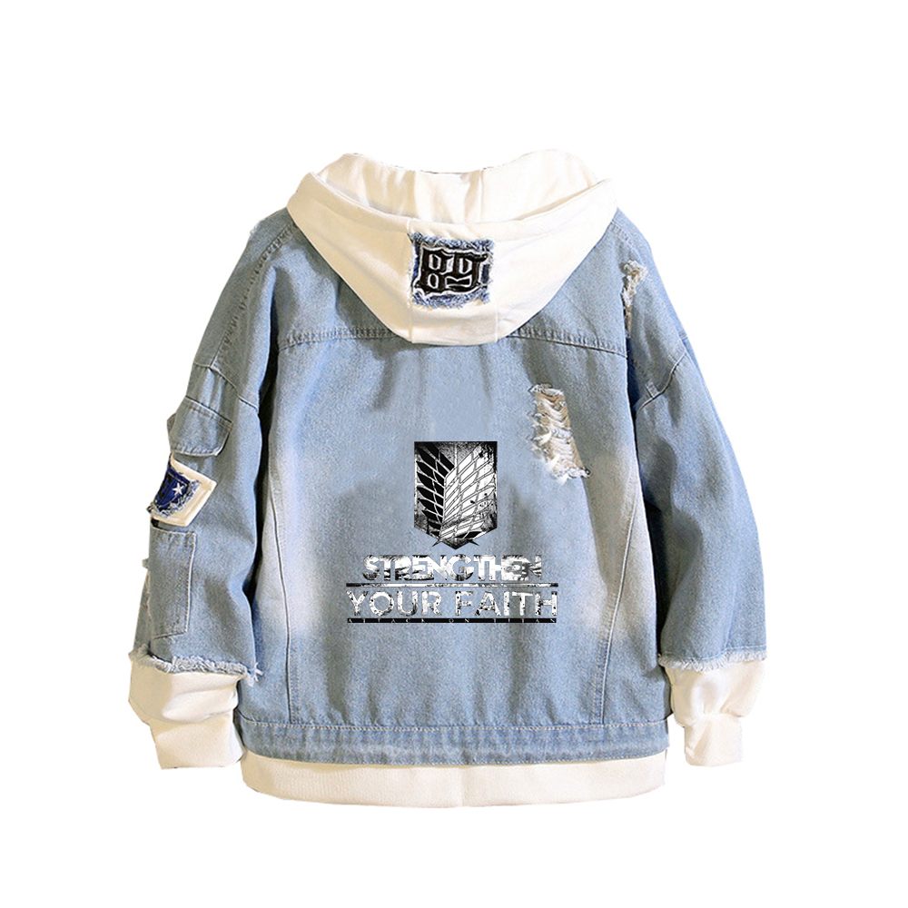 Jaket Denim Anime Attack On Ti - Embroidery On Jeans ulasan dan harga
