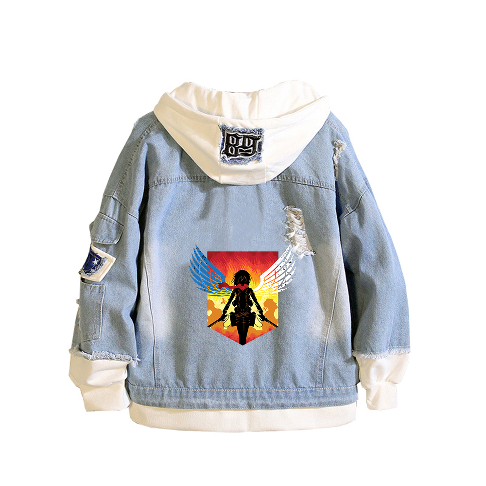 Jaket Denim Anime Attack On Ti - Embroidery On Jeans ulasan dan harga