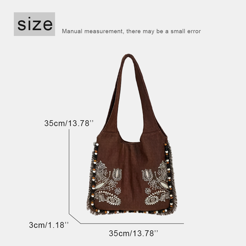 Tas Tote Kanvas Bohemian Untuk - Embroidery Design Patterns Flowers ulasan dan harga