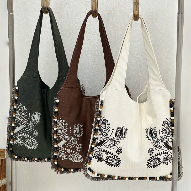Tas Tote Kanvas Bohemian Untuk - Embroidery Design Patterns Flowers ulasan dan harga