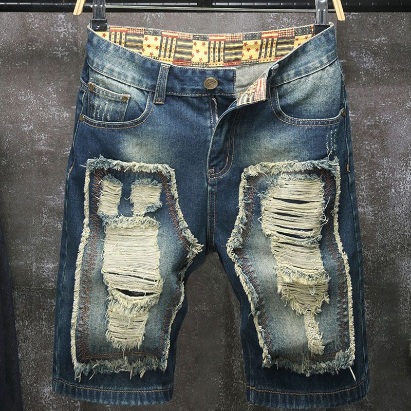 Celana pendek jeans pria berga - Embroidery On Jeans ulasan dan harga