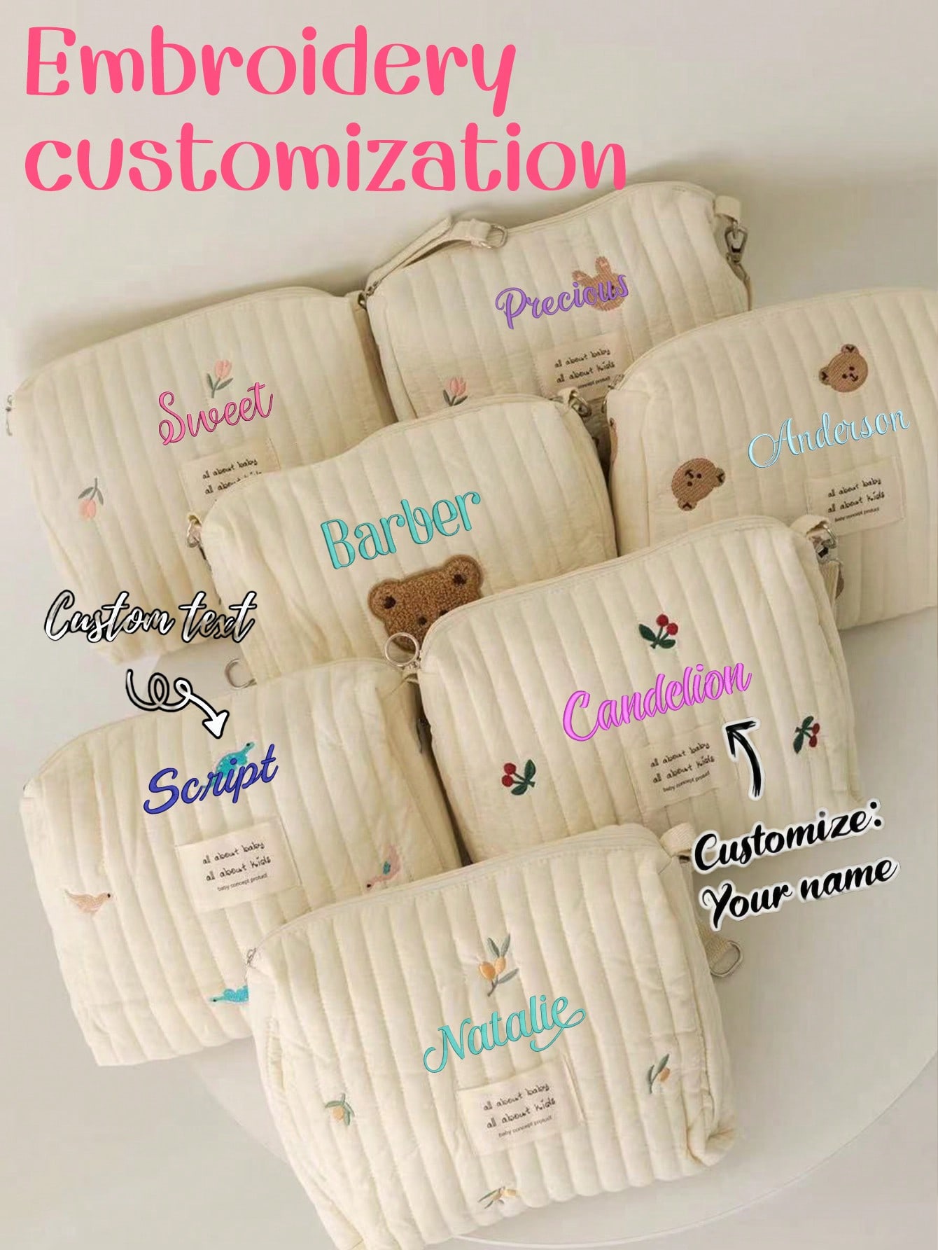 Tas Popok Bayi Bordir Nama Kus - Embroidery And Quilting ulasan dan harga